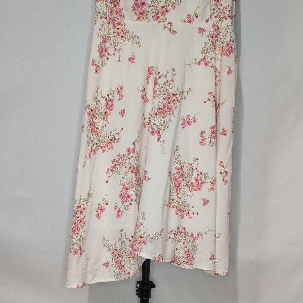 Old Navy Pink Floral Sun Dress White Midi Medium - Picture 8 of 16